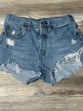 Levi's Light Blue Denim Shorts with Printed Inner Label